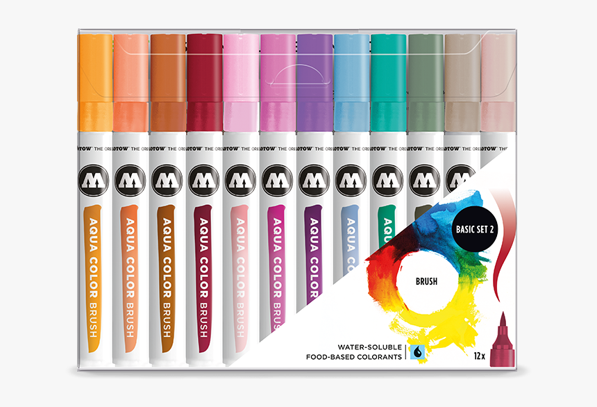 Aqua Color Brush Basic Set 2 
 Title Aqua Color Brush - Molotow Aqua Brush Marker, HD Png Download