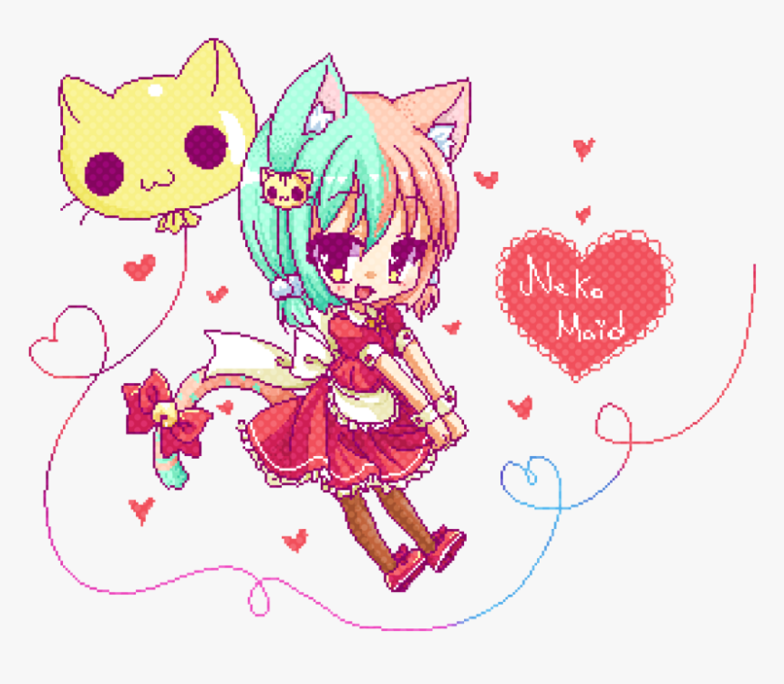 Pixel Maid Livestream By - Pixel Anime Girl Neko, HD Png Download