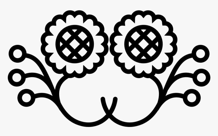 Sunflowers Mirror Effect Design With Flower Buds - Horizontal Symmetry, HD Png Download