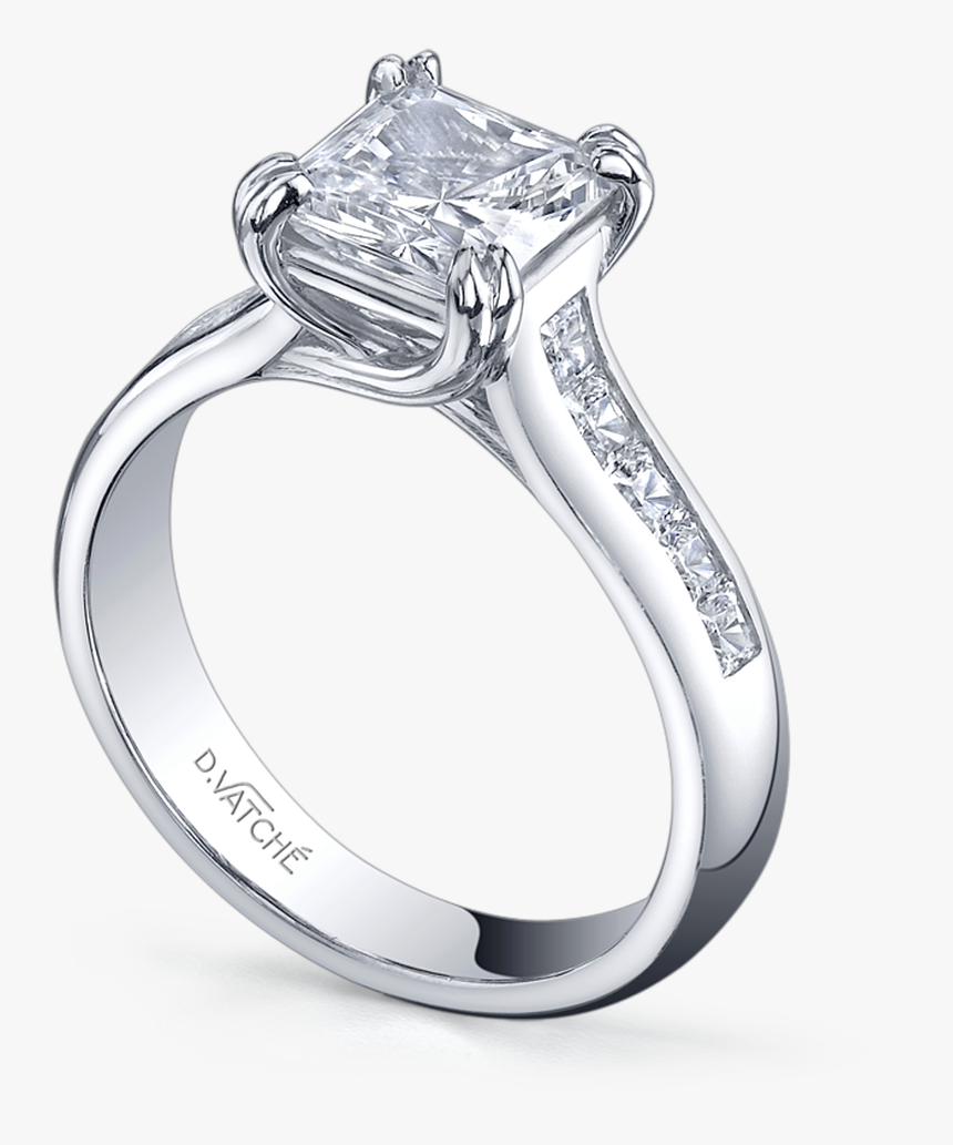 Vatche Double X-prong Princess W/ Pr Channel Engagement - Pre-engagement Ring, HD Png Download