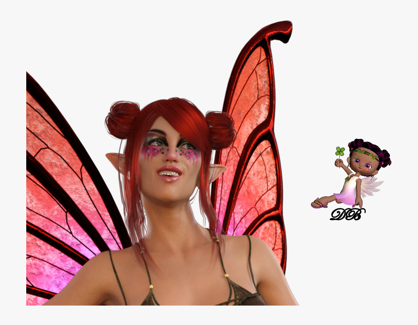 Tube Femme Elfe Papillon 3d - Cartoon, HD Png Download