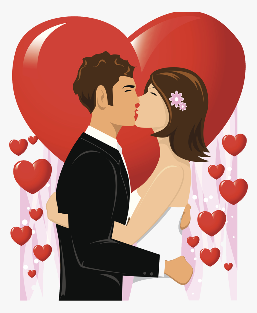 Kisspng Wedding Invitation Man Kiss Illustration Sweet - Heart With Married Couple, Transparent Png