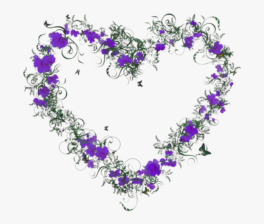 Flower Clipart Purple Flower Heart Png, Transparent Png