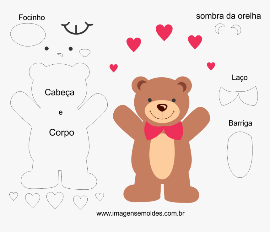 Molde De Urso Em Eva Para Imprimir, HD Png Download