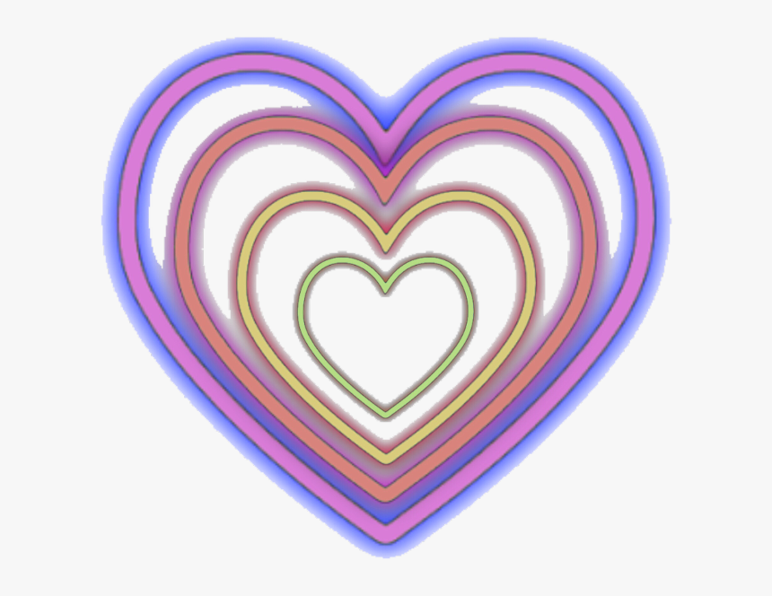 #love #heartshapes #rainbows #rainbowstickerremix #neon - Heart, HD Png Download