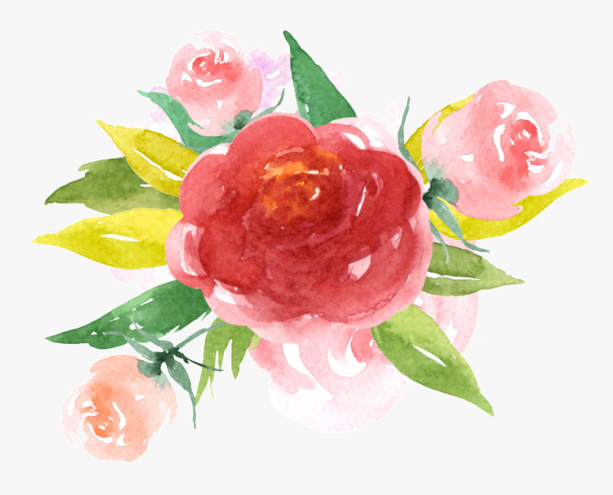 Hand Painted Red Rendering Flower Png Transparent - Red Watercolor Roses Png, Png Download