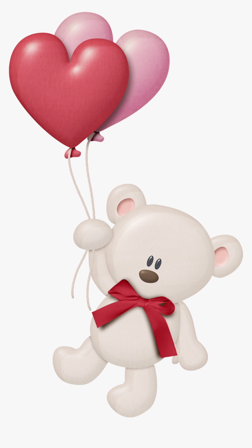 Teddy Bear With Heart Balloons , Png Download - Heart Birthday Balloon Png, Transparent Png