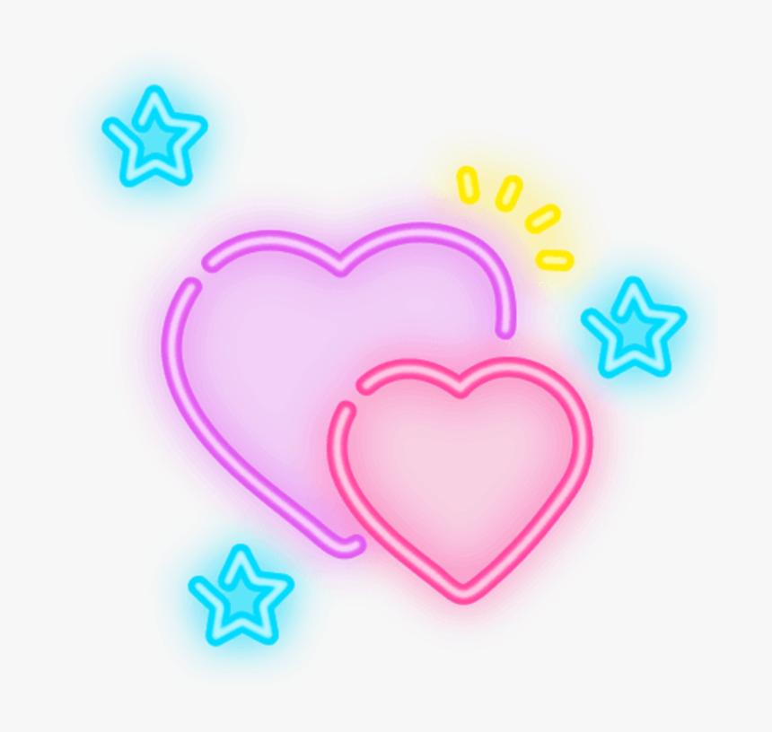 Freetoedit Neon Pink Yellow Blue Heart Stars Love Neon Png Picsart Transparent Png Transparent Png Image Pngitem