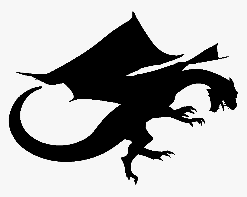 Black-ink Flying Dragon Silhouette Tattoo Design - Dragon Silhouette Transparent Background, HD Png Download