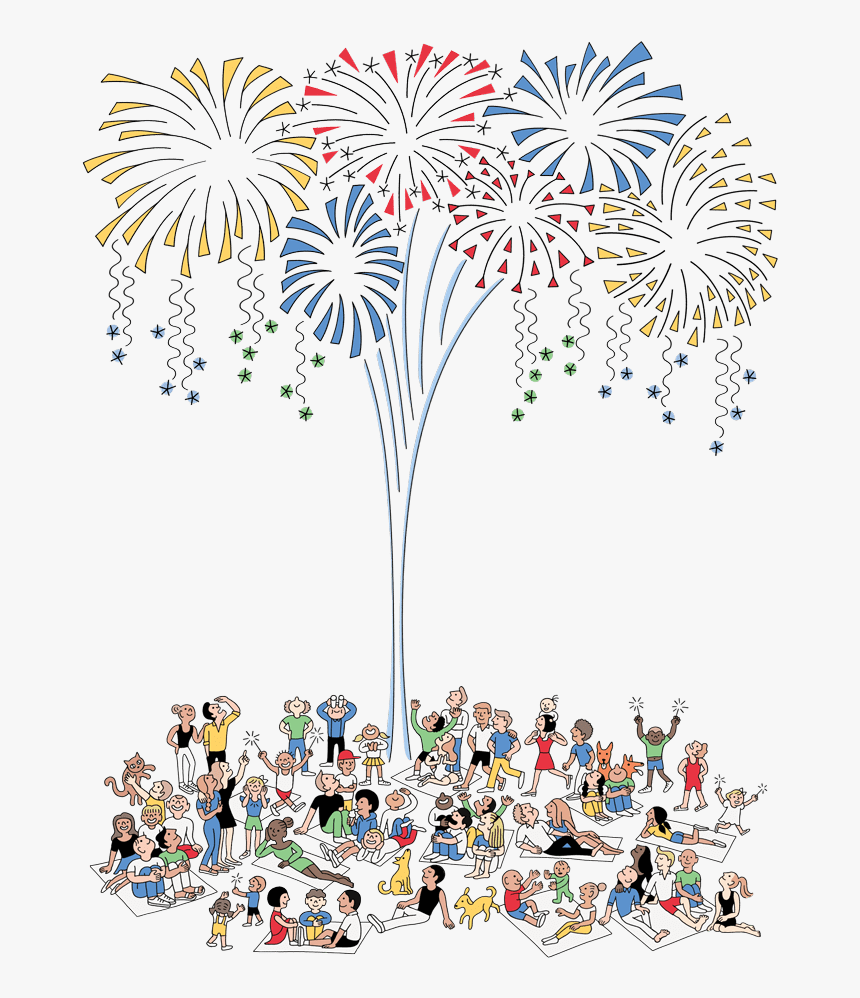 Crowd Watching Fireworks, HD Png Download
