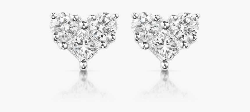 Earrings Delicate Illusion Heart Shape Diamond Stud - Heart Illusion Diamond Earrings, HD Png Download