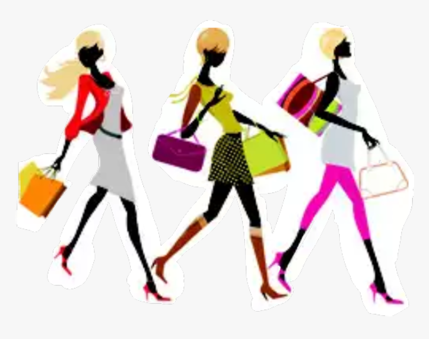 #women #lady #shopping #fashion #friends - Woman Shopping Art Png, Transparent Png