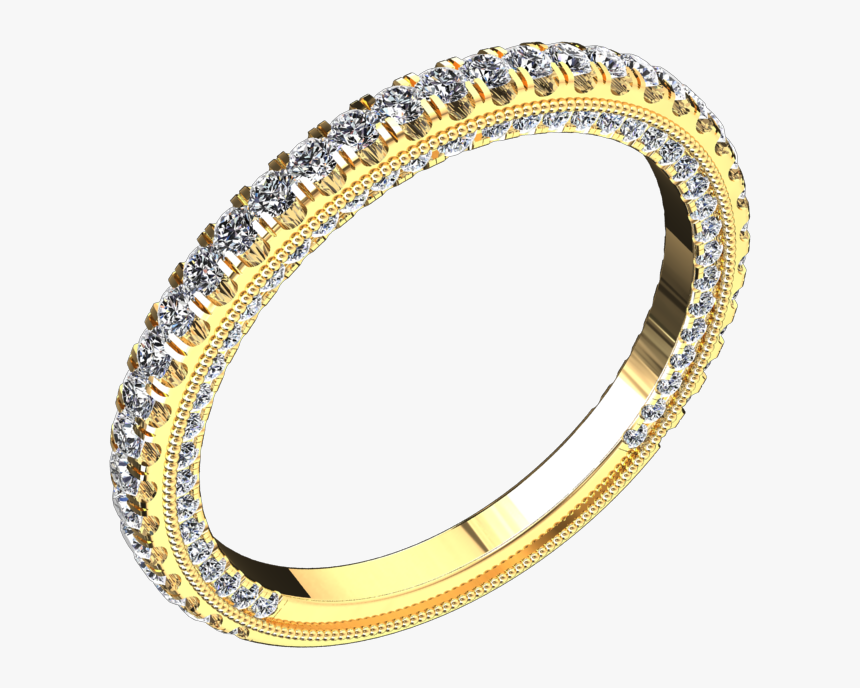 Modern Style Diamond Ring Set In Yellow Gold Style - Bangle, HD Png Download