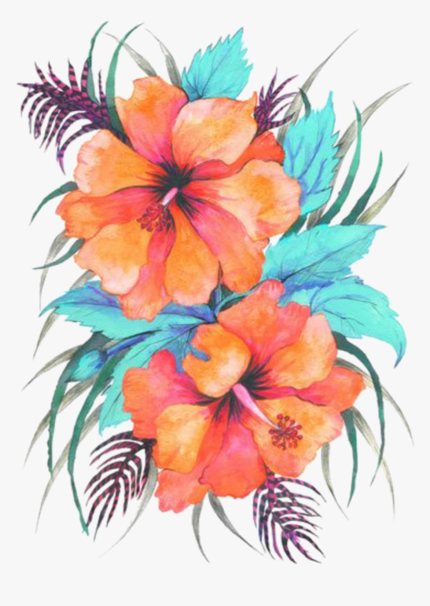 #love - Orange Hibiscus Tattoo Drawing, HD Png Download