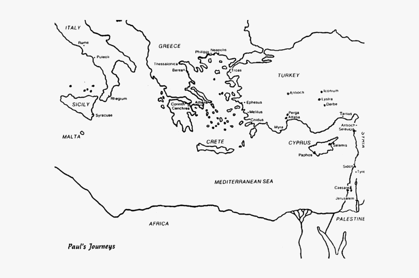 Blank Paul's Missionary Map, HD Png Download