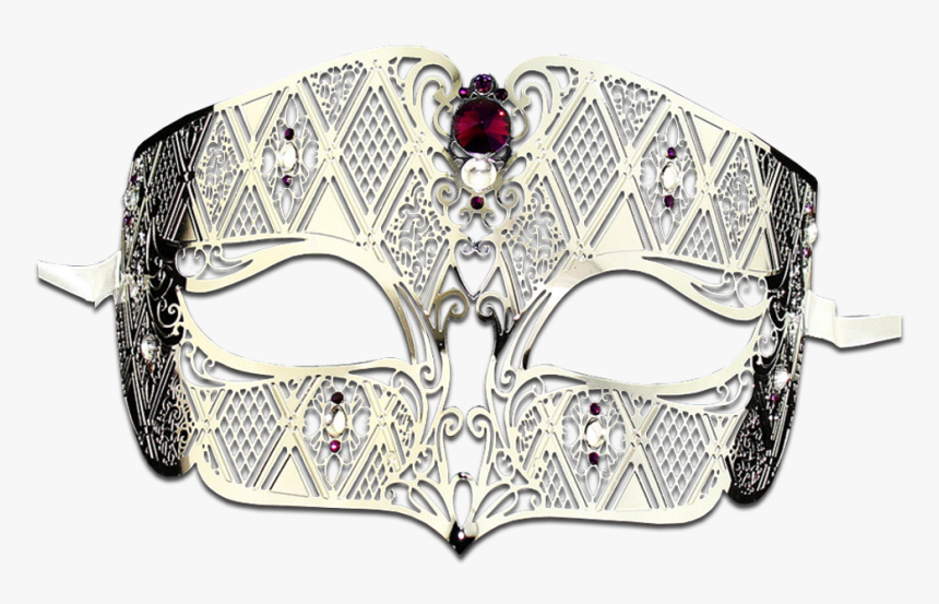 Silver Series Diamond Design Laser Cut Venetian Masquerade - Mask, HD Png Download
