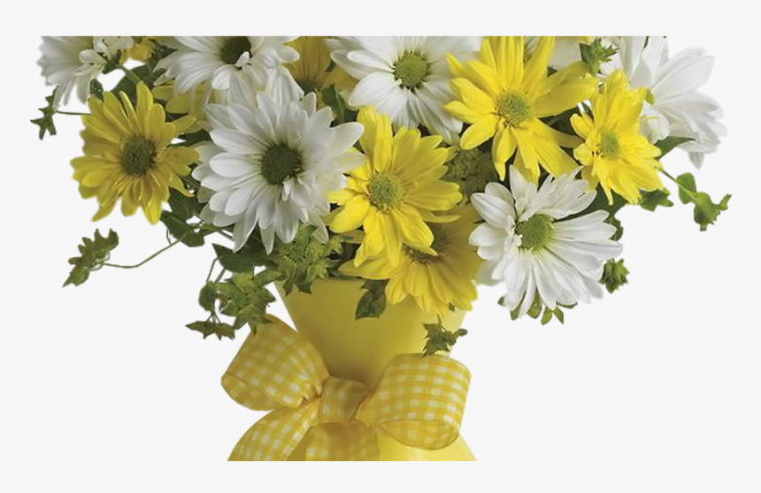 Vase With Yellow And White Daisies Png Clipart Picture - Pink Flower Background Png, Transparent Png