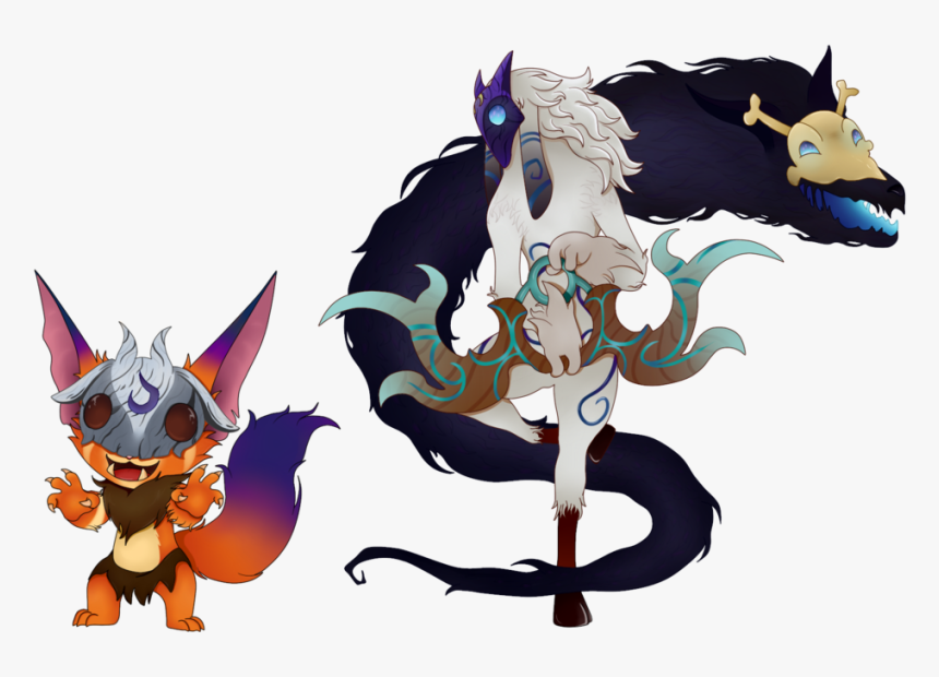 Kindred,the Eternal Hunters,league Of Legends,лига - Lol Kindred Et Gnar, HD Png Download