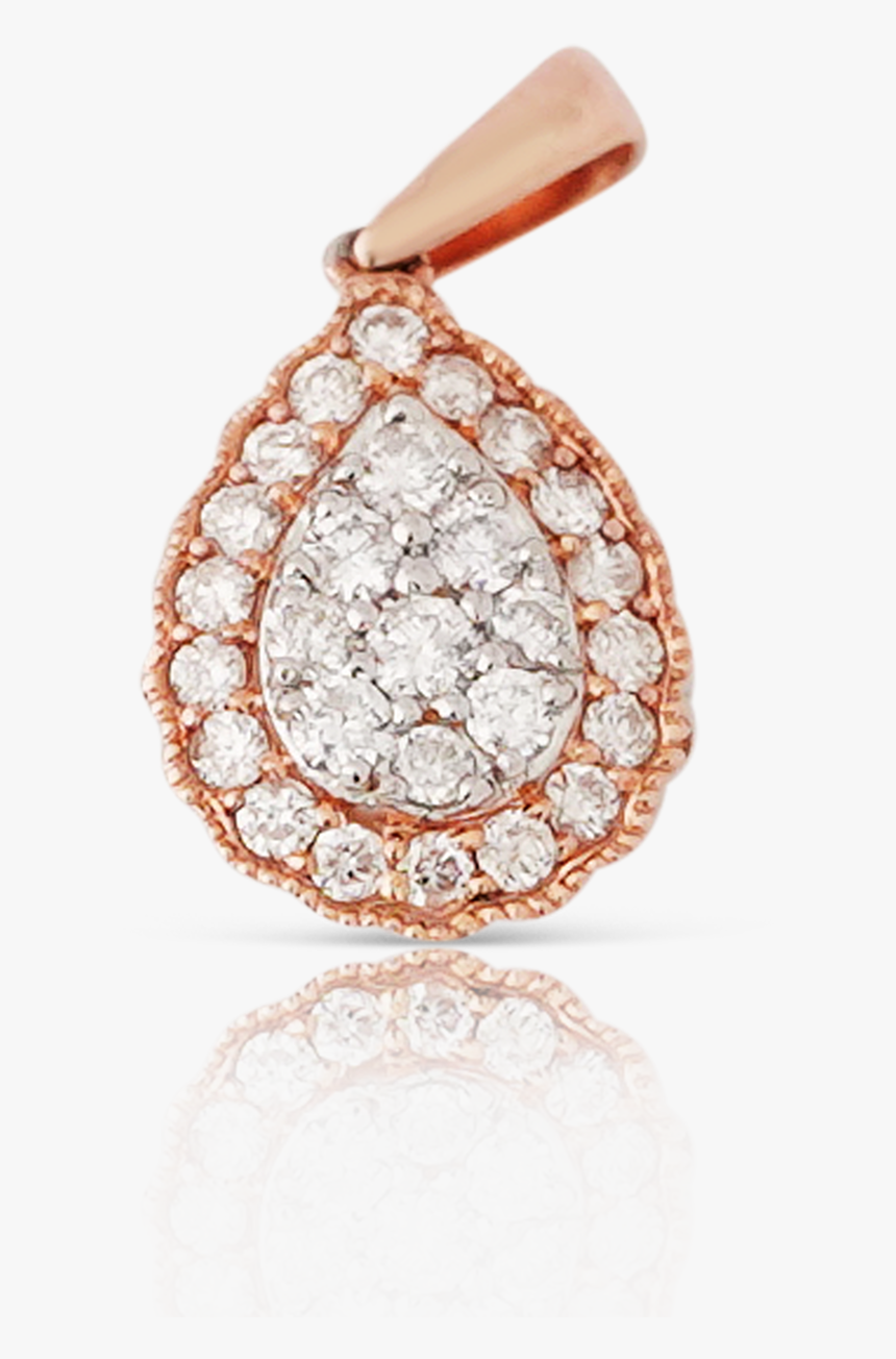 14k Rose Gold Diamond Ladies Rain Drop Pendant - Diamond, HD Png Download