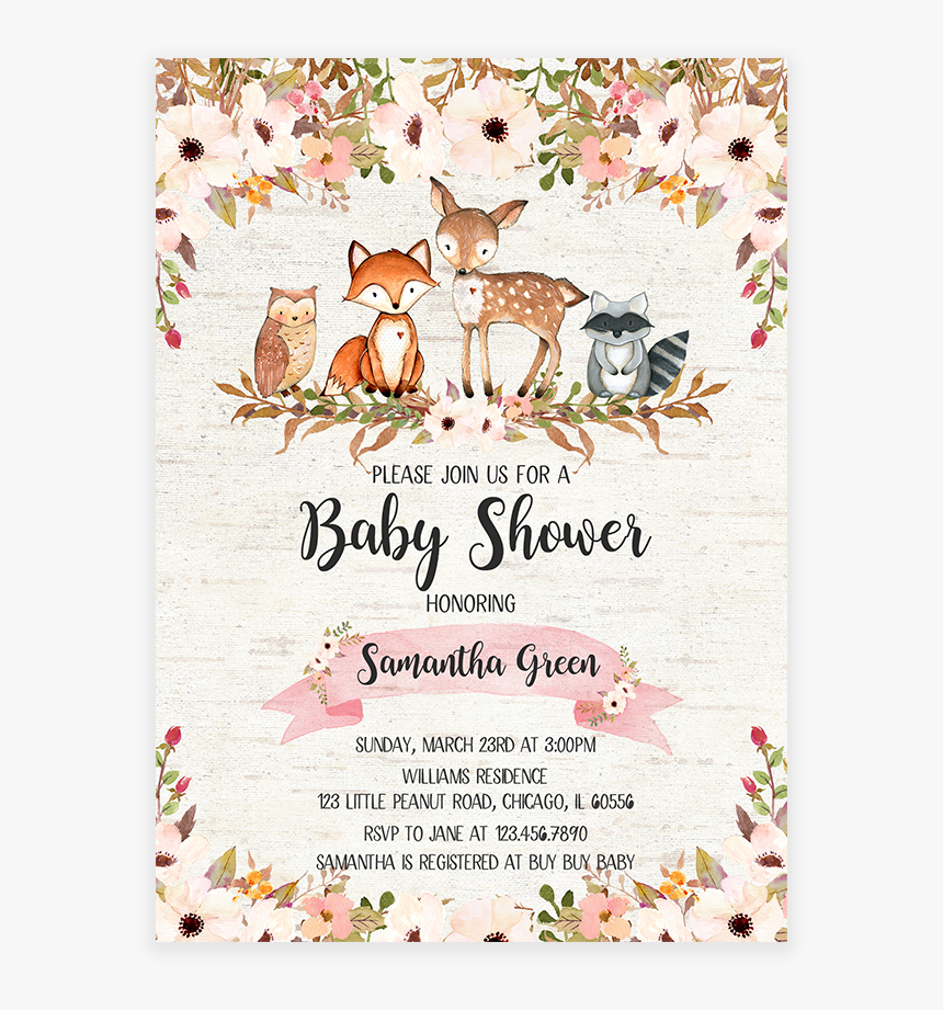 Woodland Baby Shower Invitations Fall Themed, HD Png Download