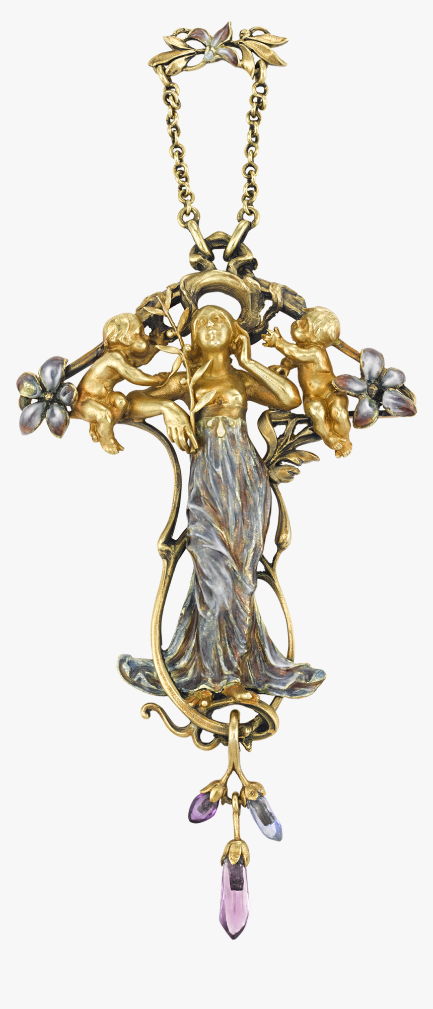 Jeweled Art Nouveau Pendant By Jules Brateau - Locket, HD Png Download