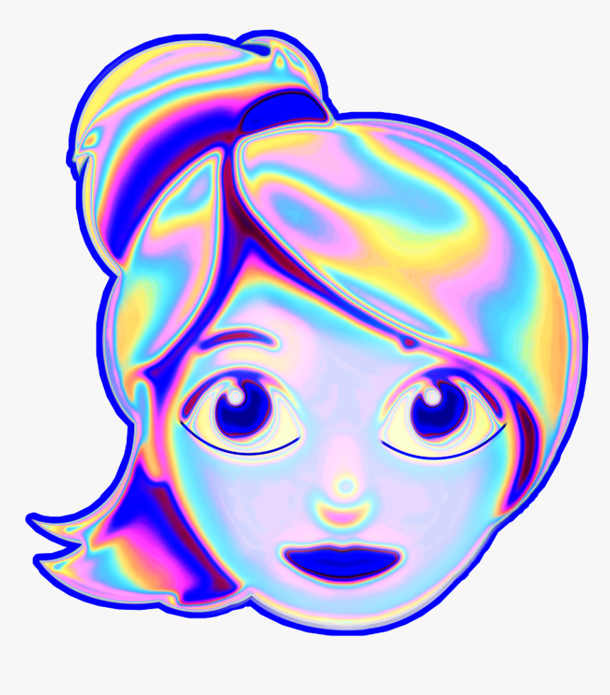 #girl #emoji #ponytail #holographic #freetoedit, HD Png Download