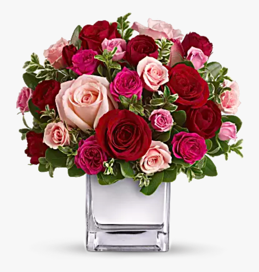 Love Medley Roses Bouquet - Red And Pink Flower Arrangements, HD Png Download