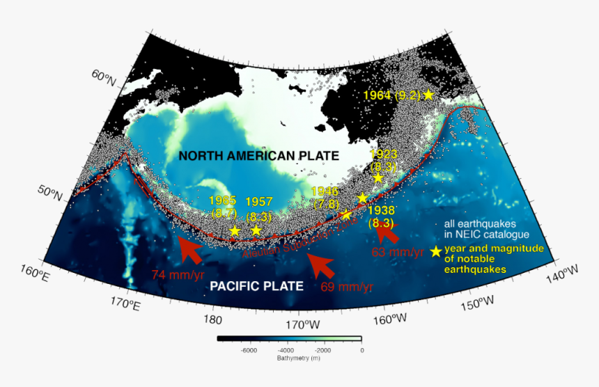 Simplified Map Of The Alaska Subduction Zone, Showing - Alaska S Tectonic Plates, HD Png Download