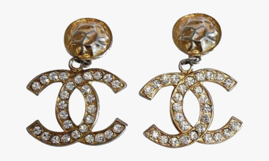 #gold #niche #aesthetic #freetoedit - Gold Chanel Drop Earrings, HD Png Download