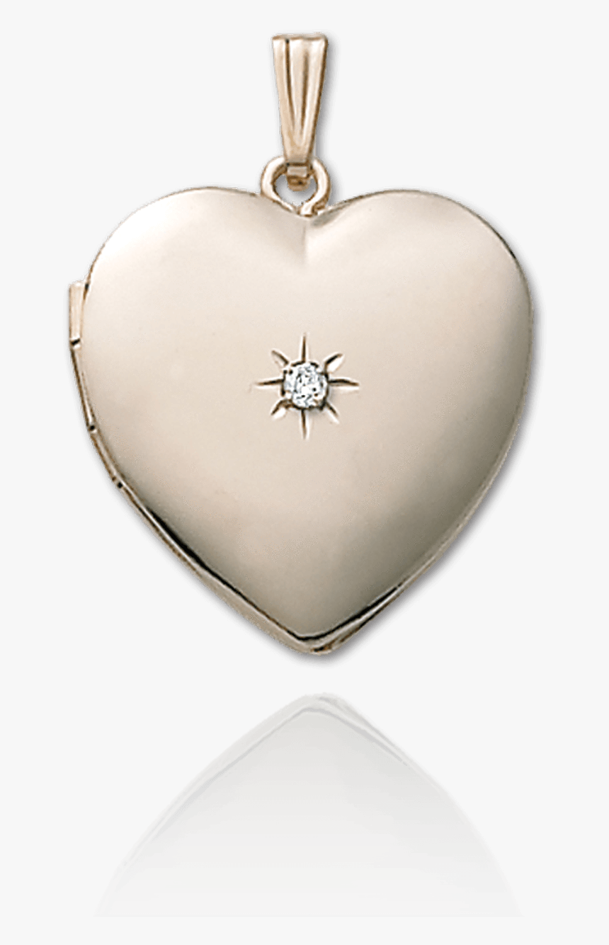 Heart Shaped Locket With Diamond In Center - Gold Heart Pendant Necklace Diamond In Center, HD Png Download