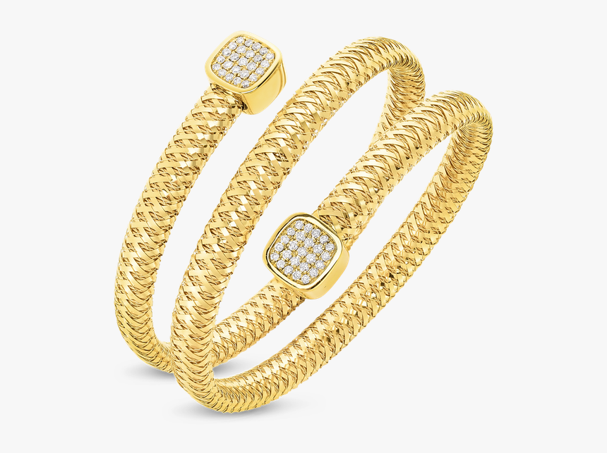 Roberto Coin Flexible Triple Wrap Bangle With Diamonds - Body Jewelry, HD Png Download