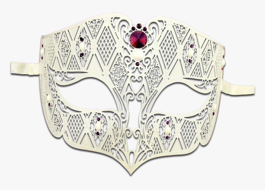 White Series Diamond Design Laser Cut Venetian Masquerade - Mask, HD Png Download