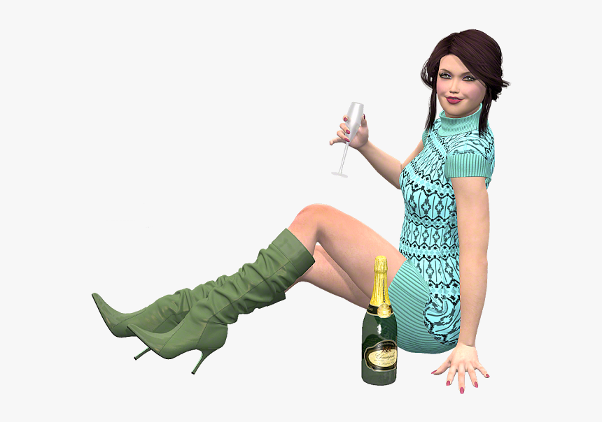0¸0 Femme Qui Bois Champagne - Photo Shoot, HD Png Download