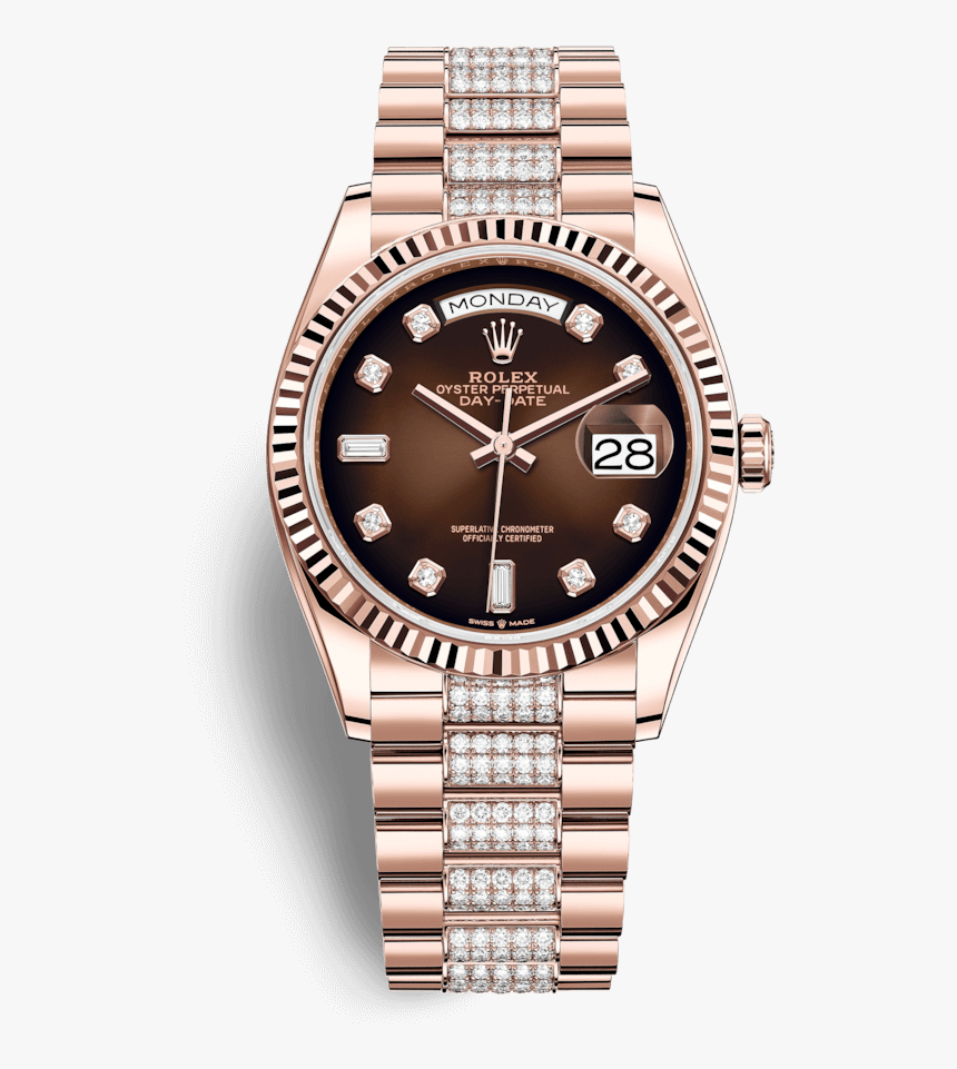 Rolex Day-date 36mm Brown Diamond Dial Bracelet 18k - Rolex Day Date 36 Rose Gold, HD Png Download
