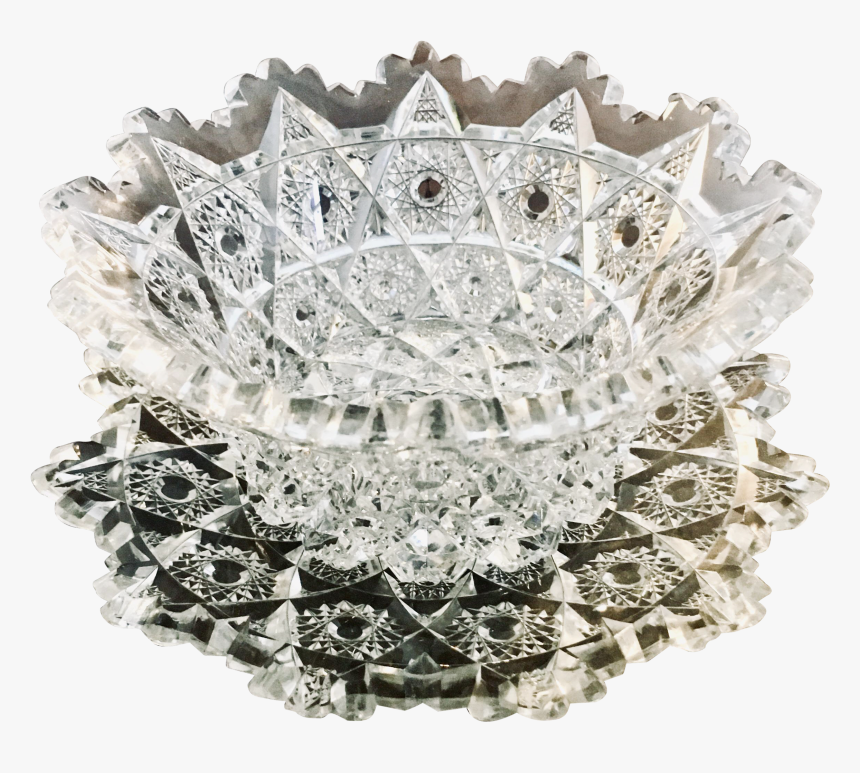 American Brilliant Cut Crystal Ice Cream Dish And Platter - Headpiece, HD Png Download
