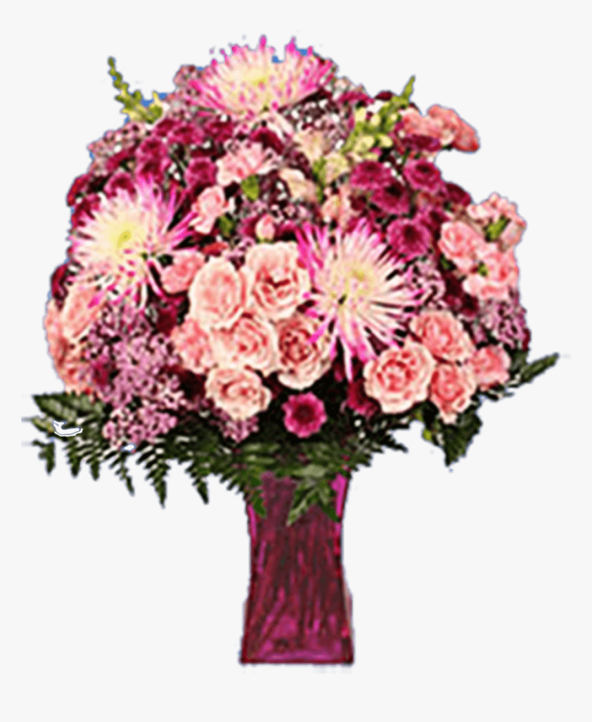 Valentines Flower Arrangement Pink Purple Flowers With - Bouquet, HD Png Download