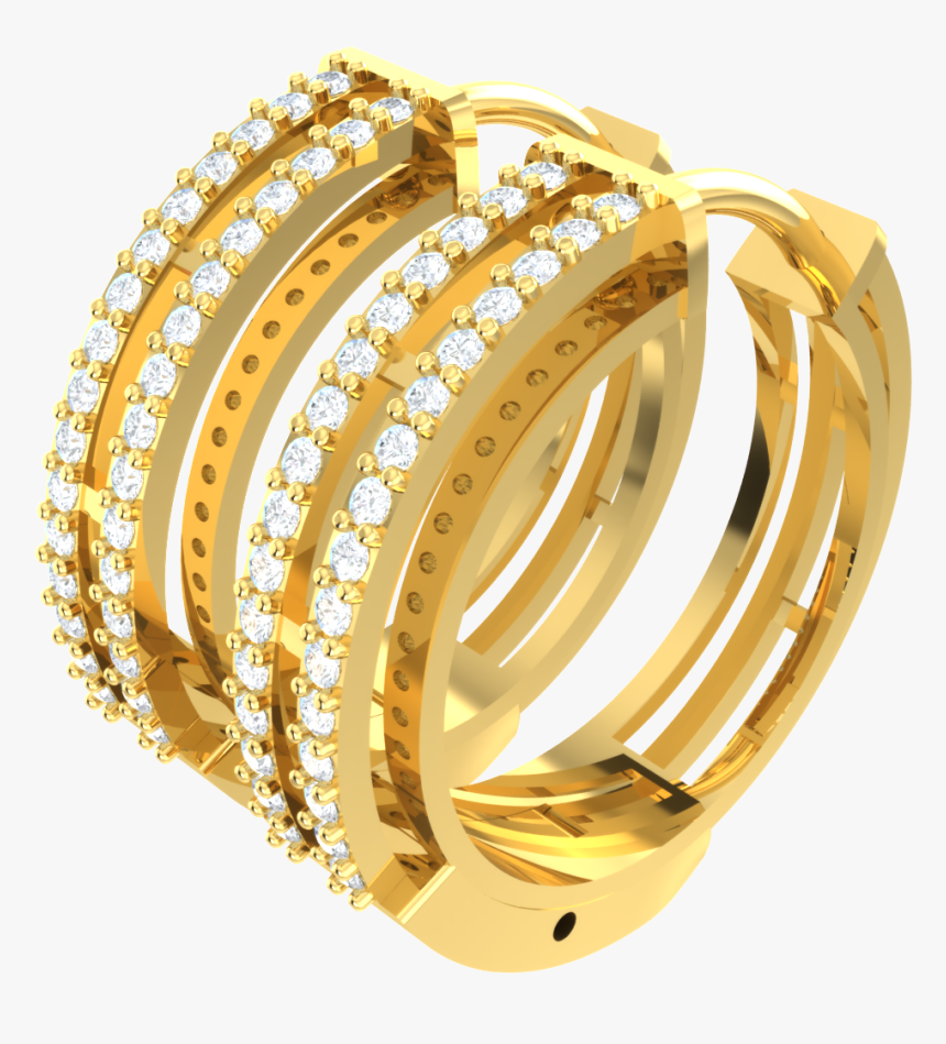 0 4ctw Round Cut Natural Diamond 10k Gold Earrings - Bangle, HD Png Download