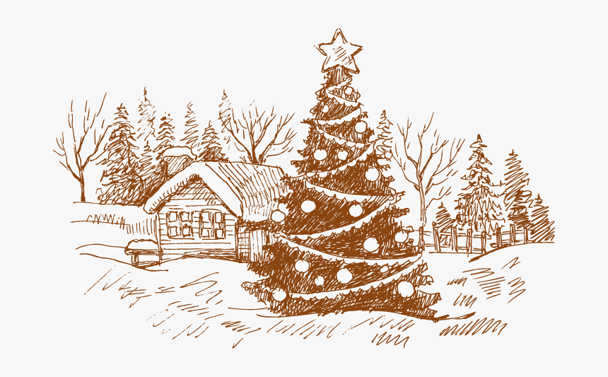 Image Royalty Free Download Card Drawing House - Draw Christmas Tree In House, HD Png Download