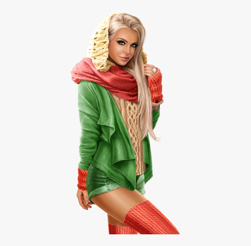 Femmes Tubes Femmes Automne Hiver Woman Girls - Drawing, HD Png Download