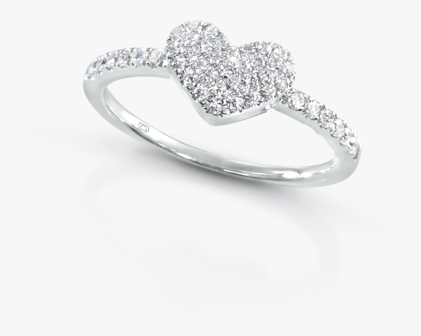 Collectible Rings Graceful Pave Diamond Heart Shape - Pre-engagement Ring, HD Png Download