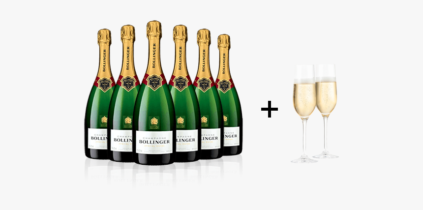 Six Bollinger Special Cuvee Brut Free Pair Of Flutes - Champagne, HD Png Download