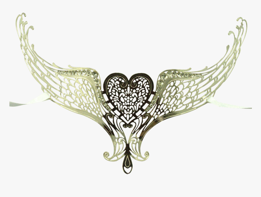 Silver Winged Heart Masquerade Mask - Illustration, HD Png Download