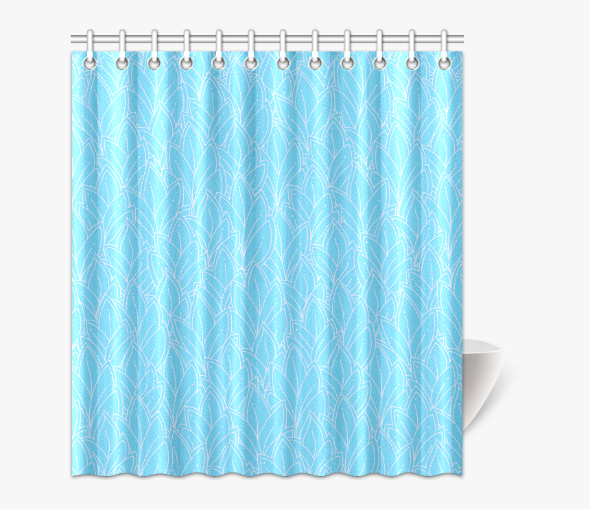 Doodle Leaf Pattern Bright Blue & White Shower Curtain - Window Valance, HD Png Download