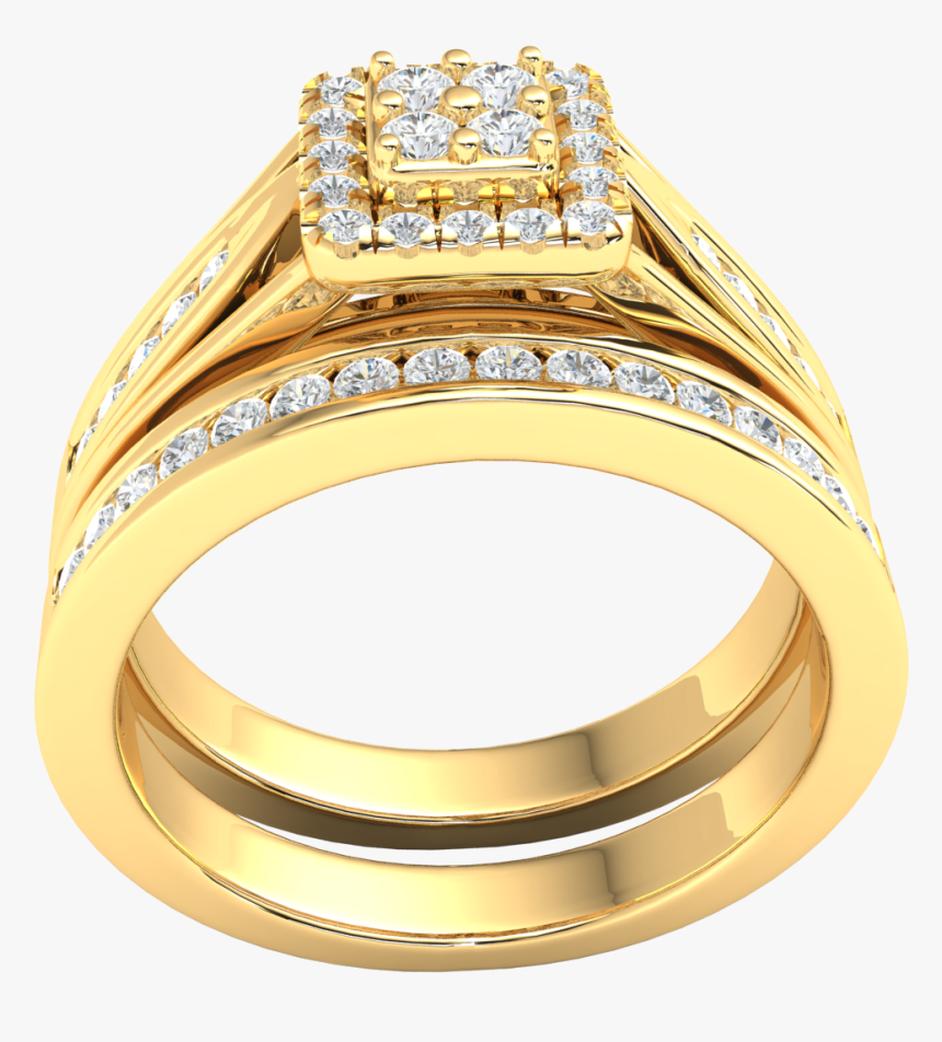 10k Gold 0 5ct Round Diamond Engagement Rings Set For - Engagement Ring, HD Png Download