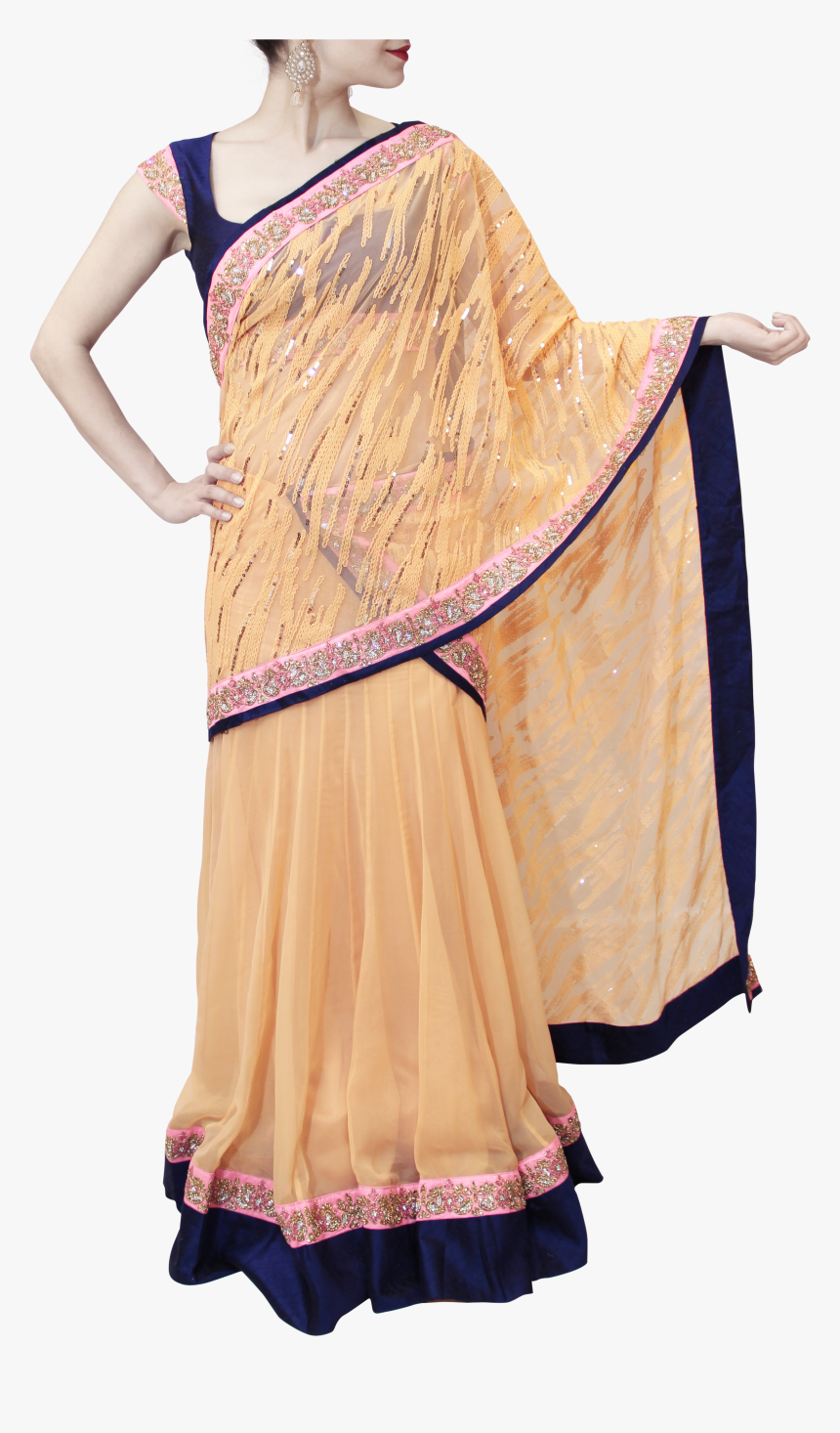 Png Transparent Library And Royal Blue Lehenga - Silk, Png Download