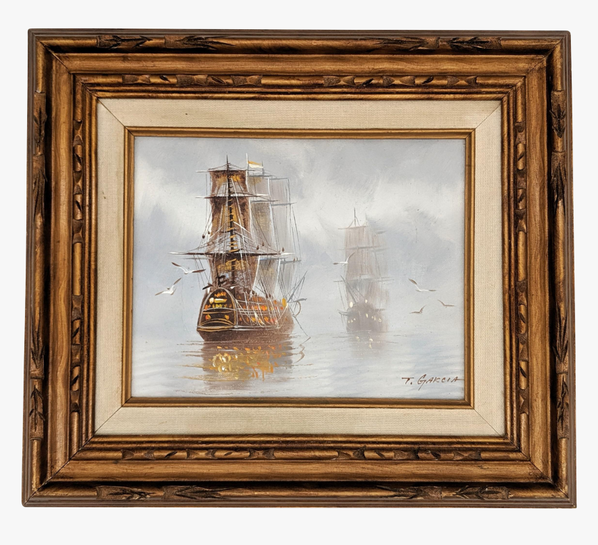 1960 S Framed Nautical Ship Oil Painting By T - Clipper, HD Png Download