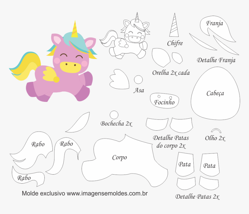 Molde De Unicornio Em Eva, HD Png Download