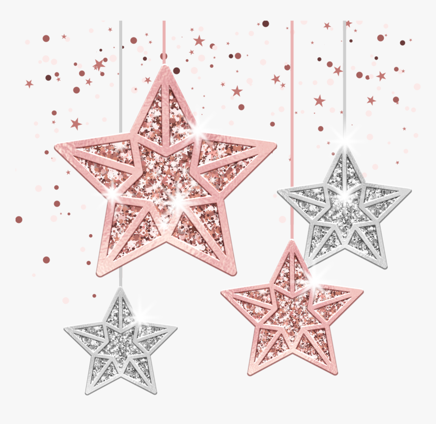 #snowflakes #christmas #star #rosegold #silver #decoration - Estrelas Ano Novo Png, Transparent Png