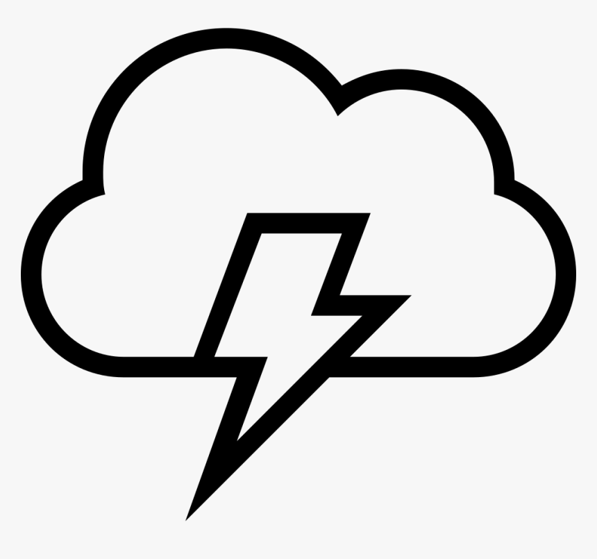 Lightning Bolt On A Cloud Stroke Weather Symbol- - Cloud With Lightning Bolt Png, Transparent Png