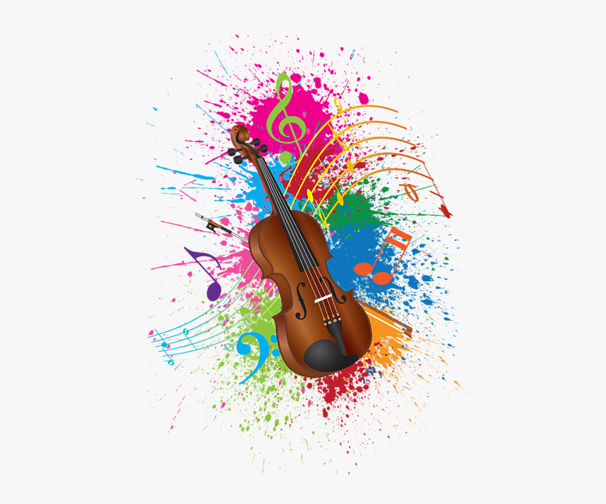 Violin Paint Splatter Abstract Illustration, HD Png Download